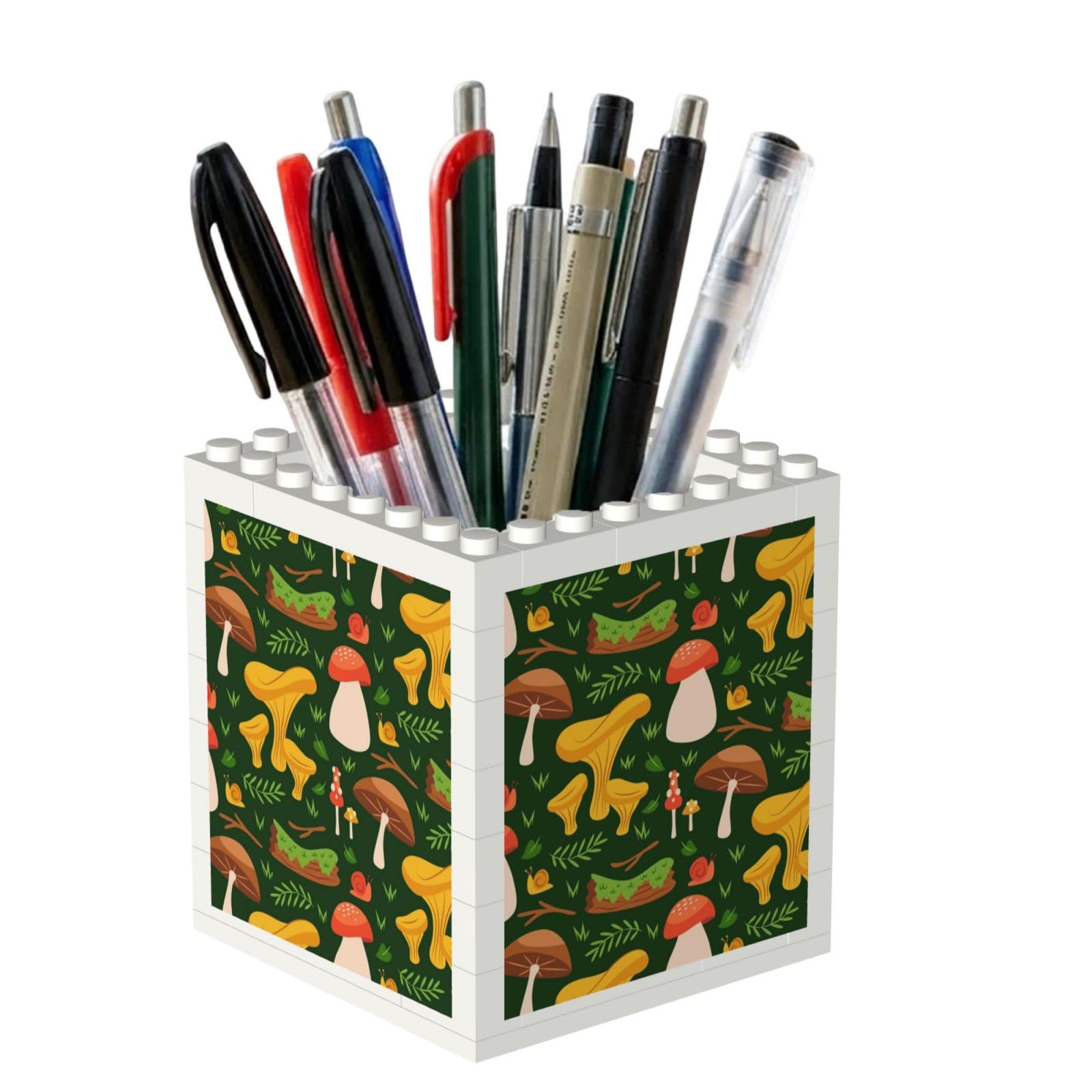 Poadnly Mushroom Pattern, Pen Pot Pencil Holder for Office Home School, Compact Desk Organiser for Office Stationery