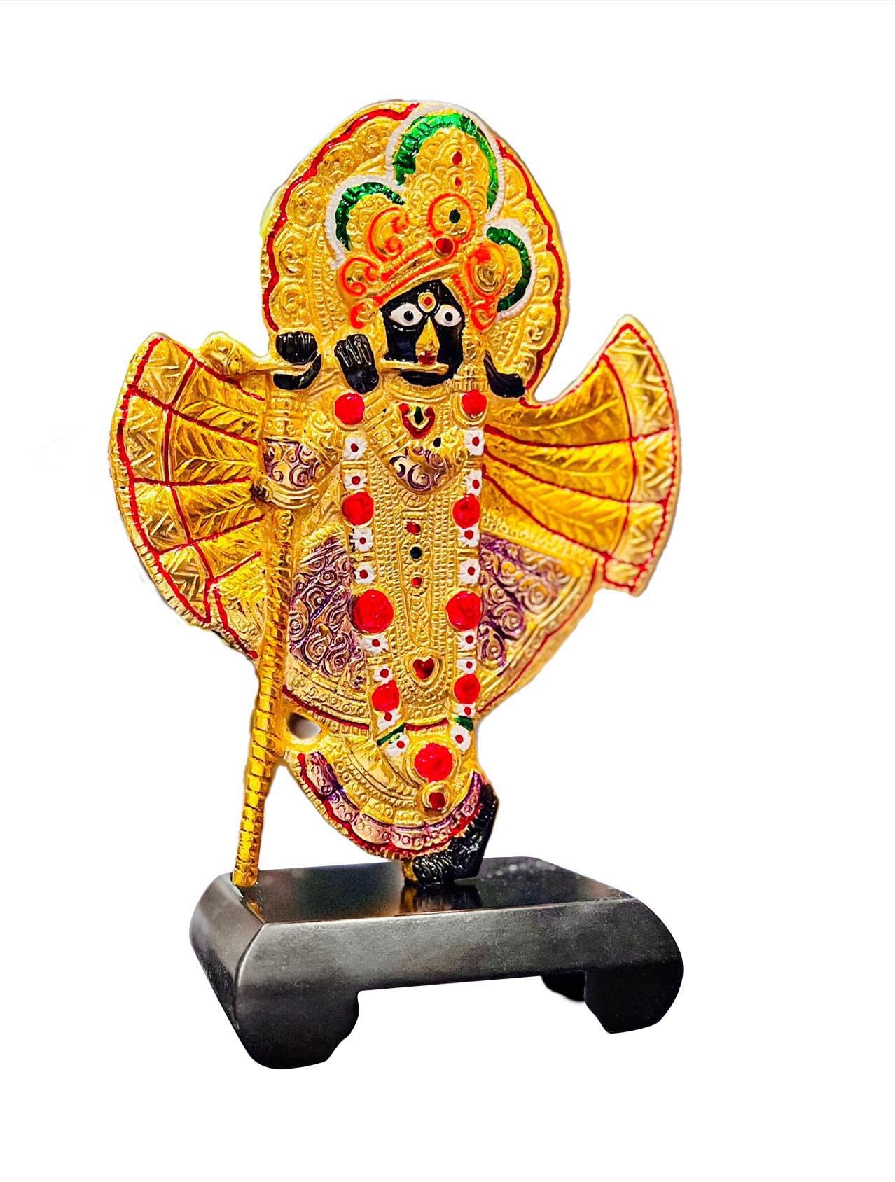 Generic Hastcraft Vrindavan Banke Bihari Ji Shri Krishna Idol with Wooden Base