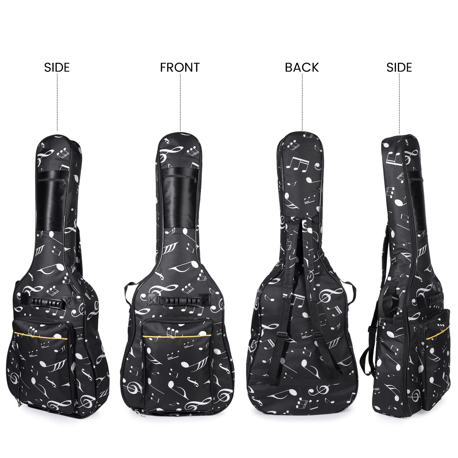 ele ELEOPTION Borsa per chitarra Oxford impermeabile Custodia da 39"/40"/41" disegno musicale Borsa in nylon Borsa per chitarra elettrica imbottita Chitarra acustica e chitarre classiche antiurto
