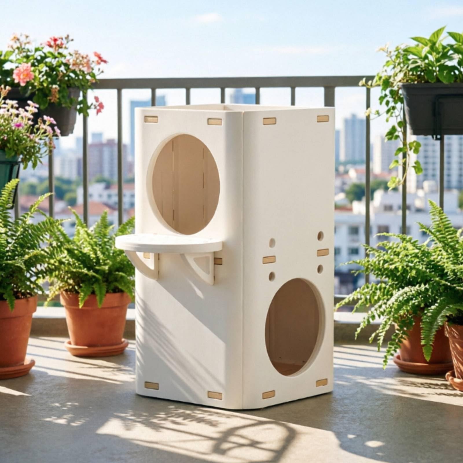 Qianly Rascador Cubo Multinivel Mueble Vertical para Esquinas
