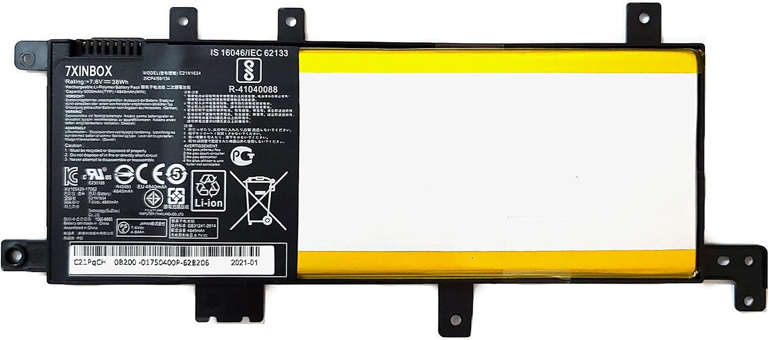 7.6V 38Wh C21N1634 Replacement Laptop Battery for ASUS FL5900U R542UR R542UR-GQ378T FL5900L