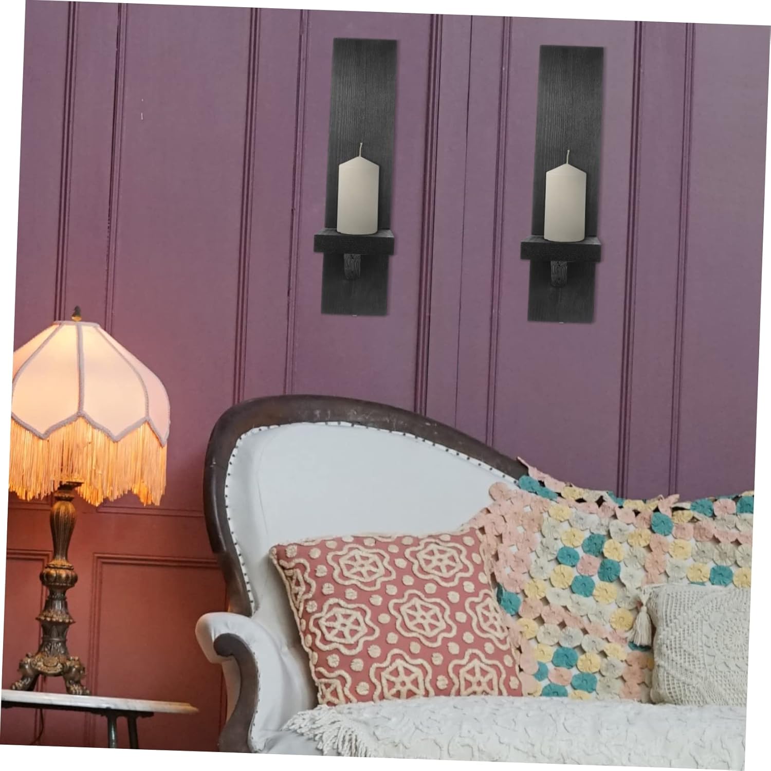 MAGICLULU 1pair Rustic Wall Mount Candle Sconces Decor for Bedroom Dining Room Hallway Compact Design Easy Installation Creates Unique Artistic Atmosphere Candle Holders