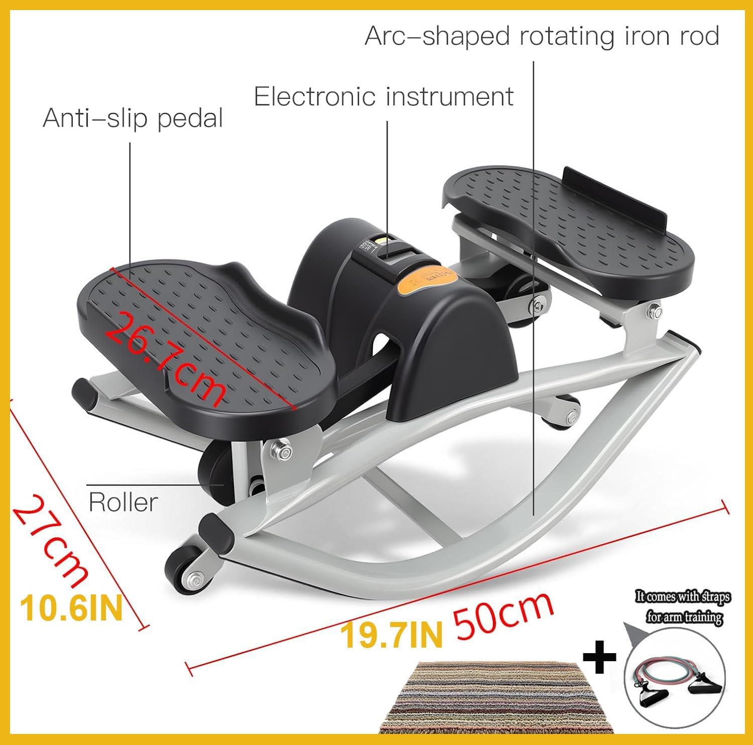 Rock Stepper Side to Side with Digital Display Rock Stepper Side to Side Machine Rock Stepper Exercise Machine with Resistance Bands&Led Display, Low-Impact Home Workout