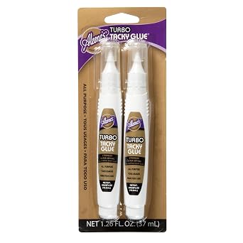 Aleenes Turbo Tacky Glue Pen for Crafts, Precision Tip Application, Stong Bond Adhesive, Dries Clear, .63 fl oz 2-Pack