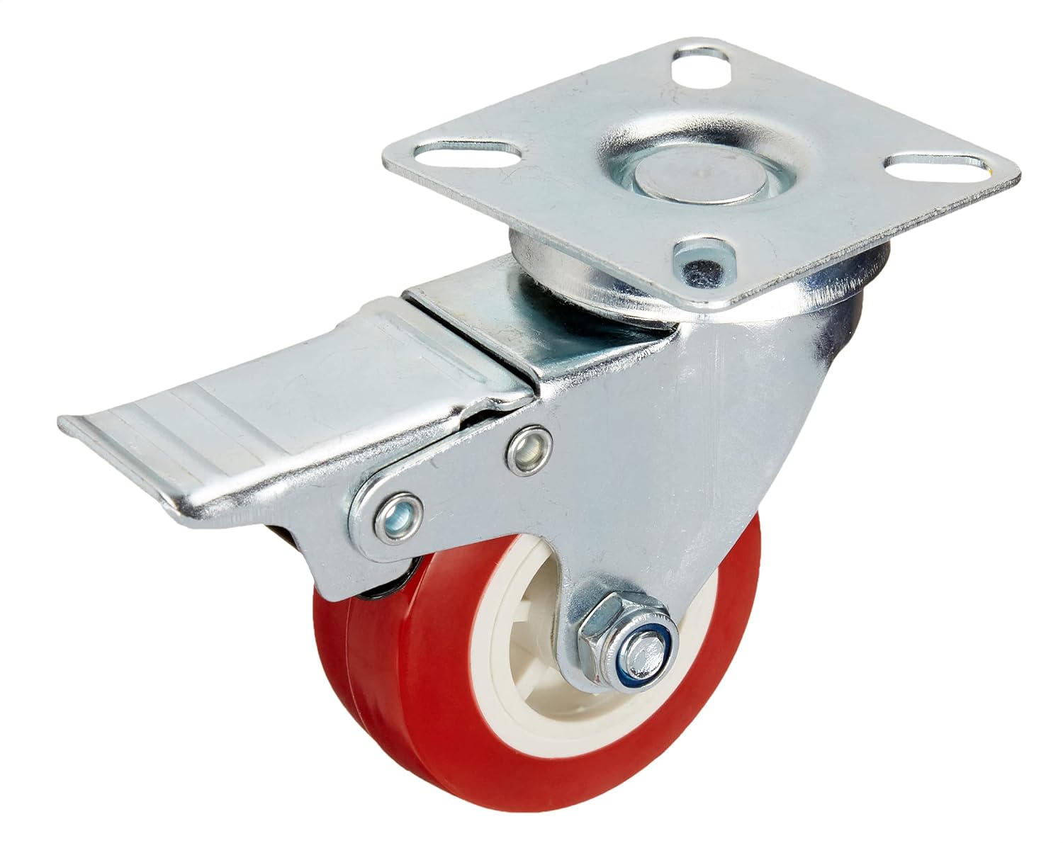 AmazonCommercial 2-Inch Top Plate Swivel PVC Caster, Red, 4-Pack