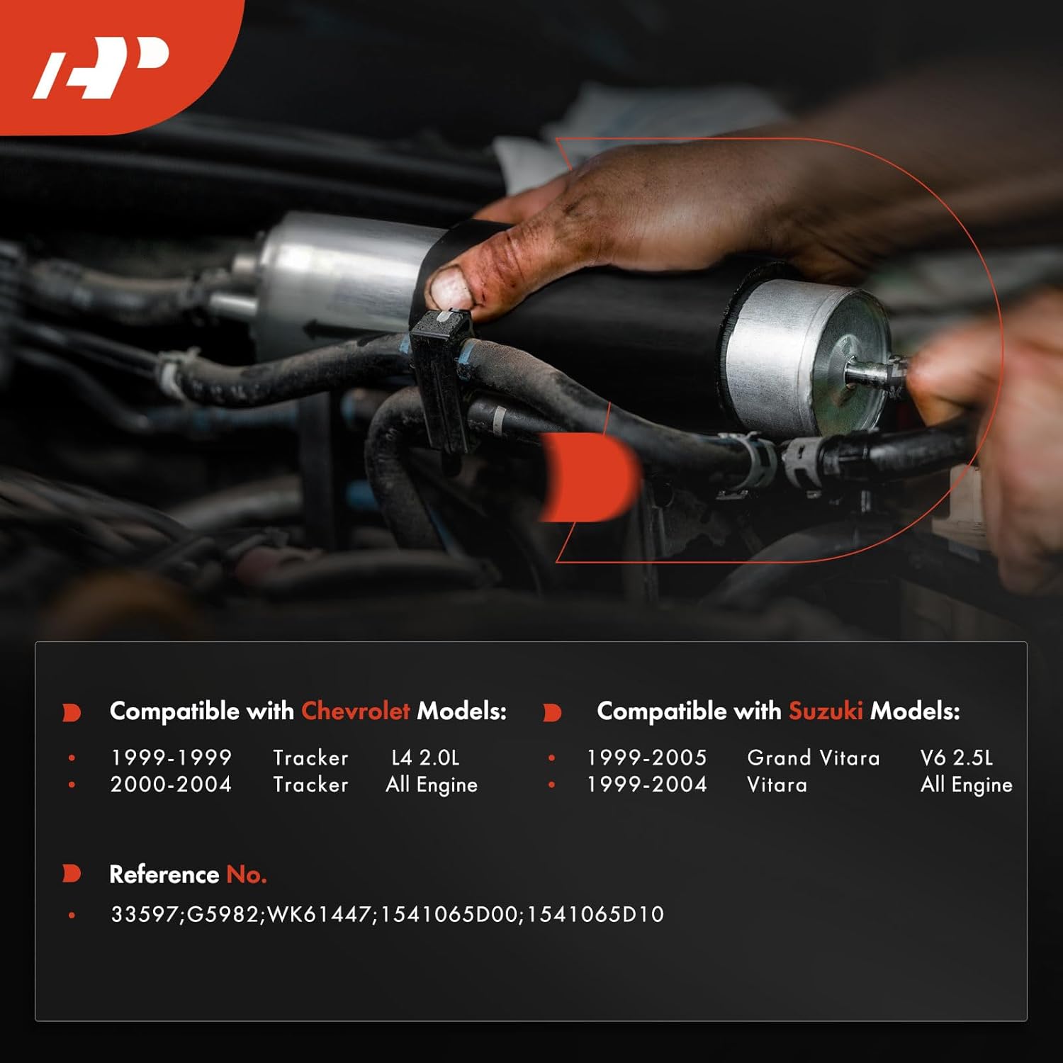 A-Premium Fuel Filter Compatible with Suzuki Grand Vitara 1999-2005 2.5L, Vitara 1999-2004 & Chevrolet Tracker 1999 2.0L, Tracker 2000-2004