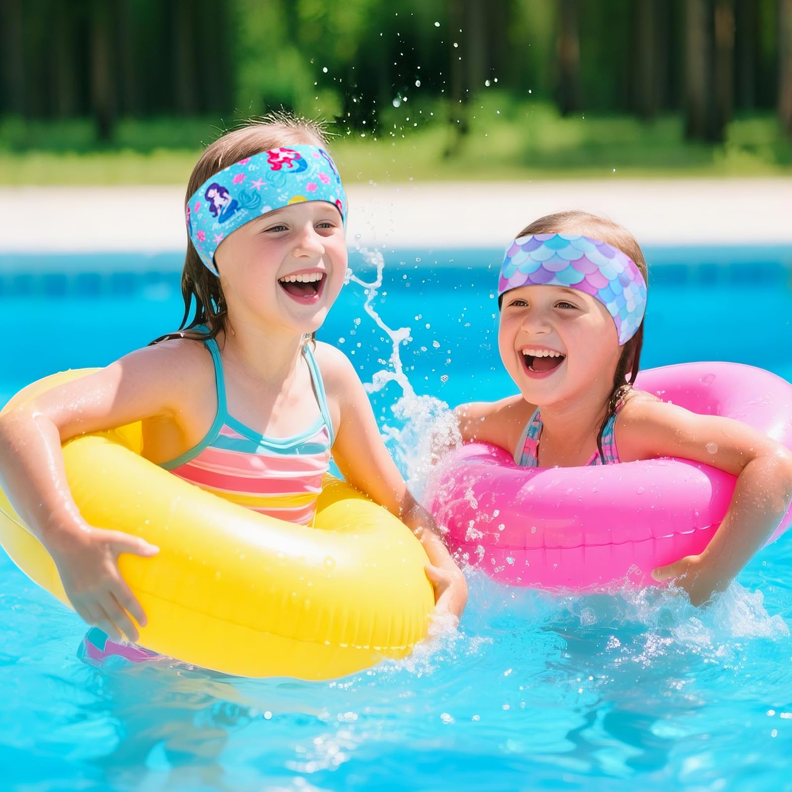 Diadema de Natación Impermeable Ajustable para Niños 2 PCS - Cinta para Nadar Surfear Ducharse