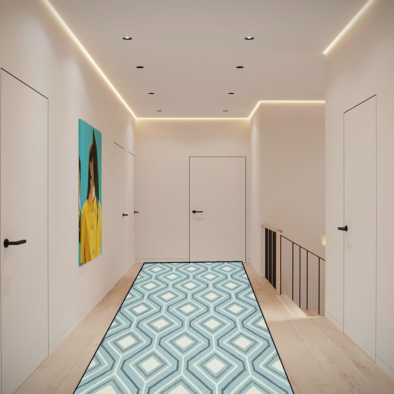 Alfombra de corredor 90 x 200 cm antideslizante lavable para el pasillo de casa