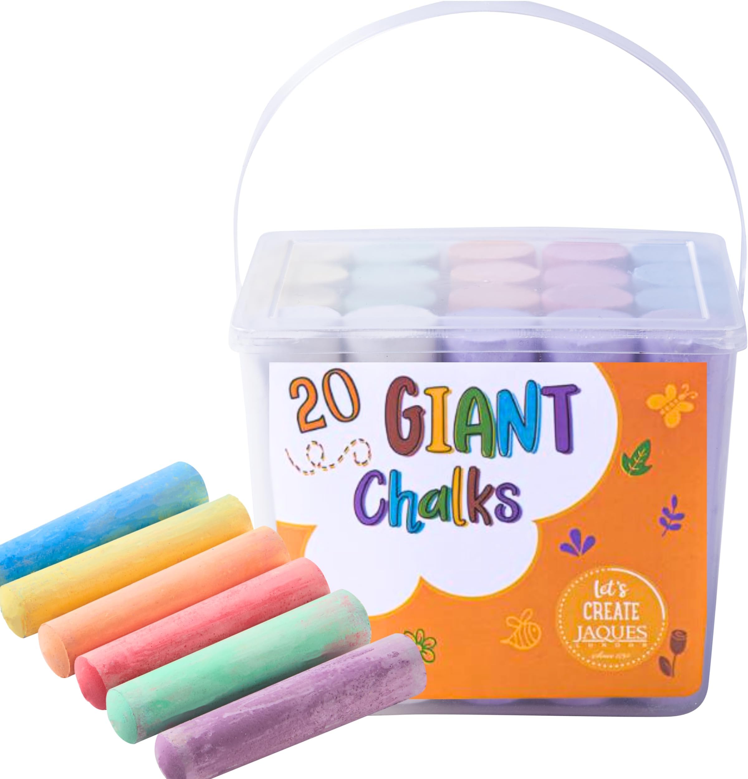 โ Jaques of London Premium Chalks for Children Giant for Outside | Creative Garden Toys for 1 Year olds | Pavement Chalks spark creativity, fine motor skills, and imaginative play | Since 1795