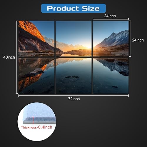 Miniatura 29 de Paquete de 8 paneles acústicos artísticos de espuma a prueba de sonido para paredes, paneles decorativos absorbentes de sonido de 48 x 32 pulgadas