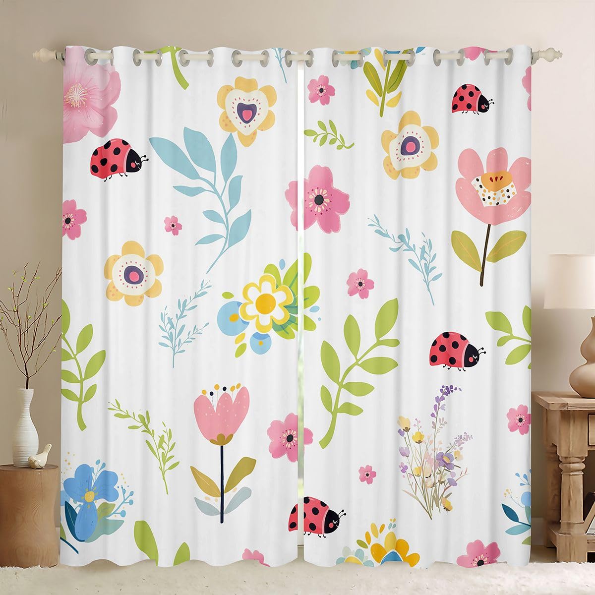 Rideau fleur floral 140x245 pour fenêtre de salon et voilage de chambre