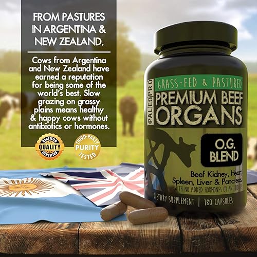 Miniatura 3 de Paleo Pro O.G. Blend Cápsulas de órganos de carne de res premium, riñón, corazón, hígado, bazo y páncreas de vacas alimentadas con pasto y