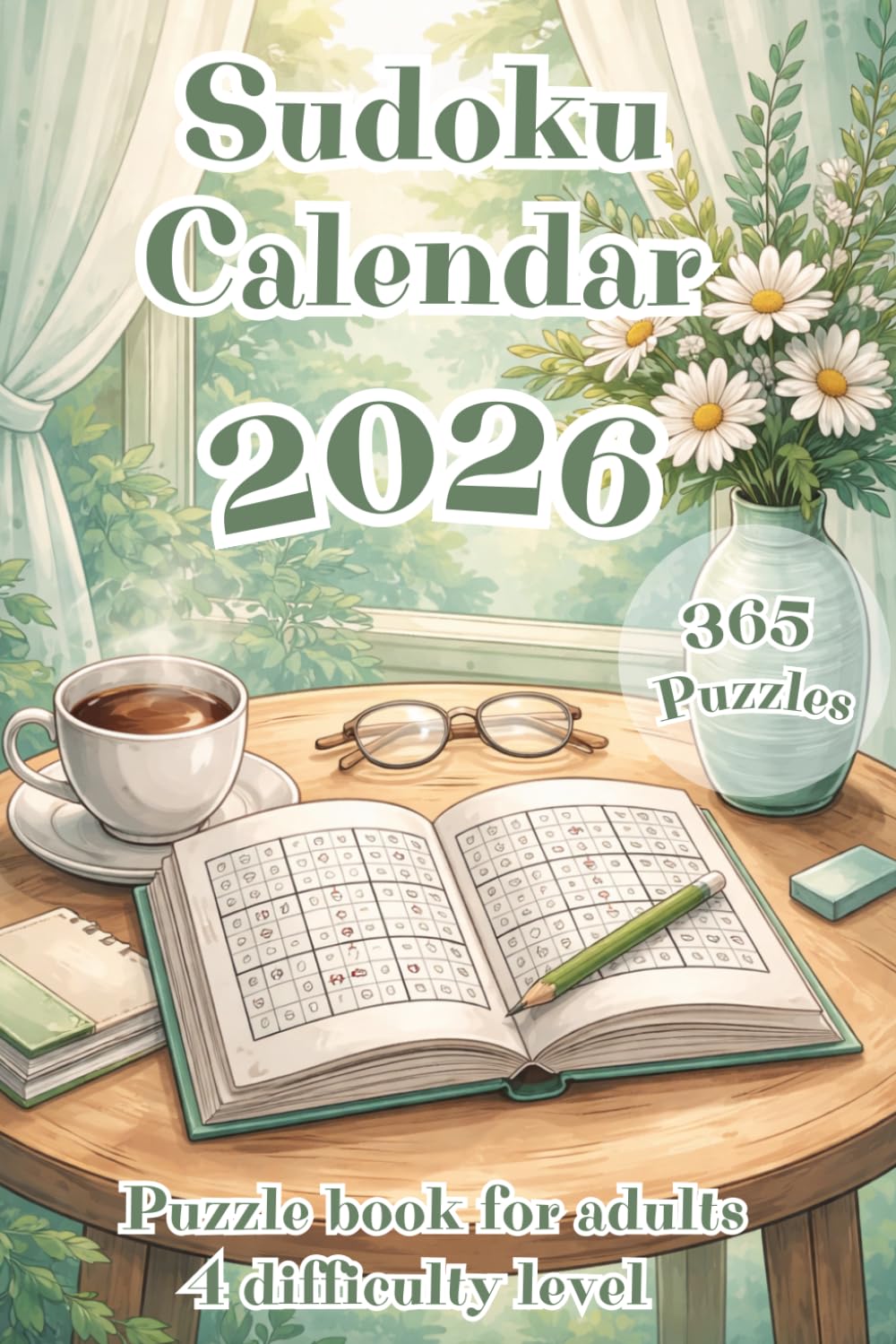 Daily sudoku calendar: 365 Puzzles for Adults from Easy to Hard 4 Levels of Difficulty