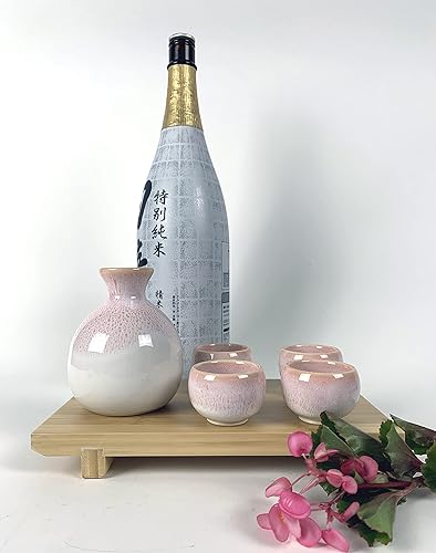 Vista 25 de JapanBargain 4678, Juego de sake de porcelana auténtica japonesa Saki Set decantador de sake y tazas de saki, fabricado en Japón (Brown Beauty)