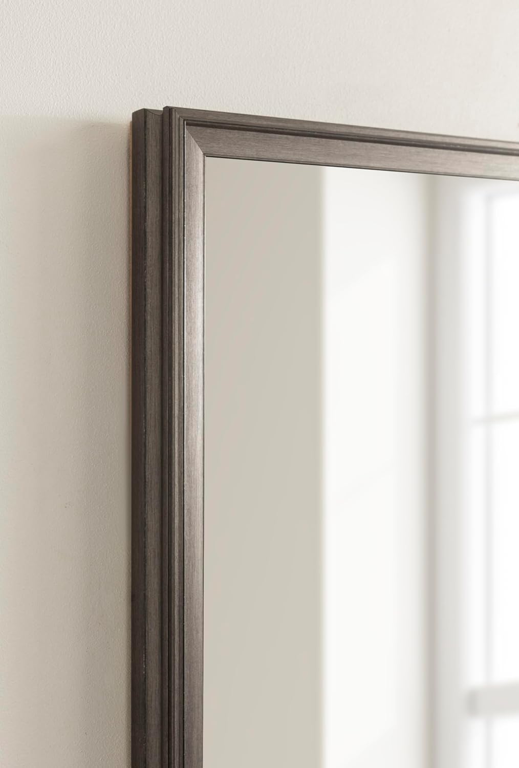 Kate and Laurel Colette Traditional Framed Rectangle Bathroom Vanity Mirror, 24 x 30, Pewter, Classic Rectangular Bathroom Mirror for Over Sink or for Use as Entryway or Living Room Decor