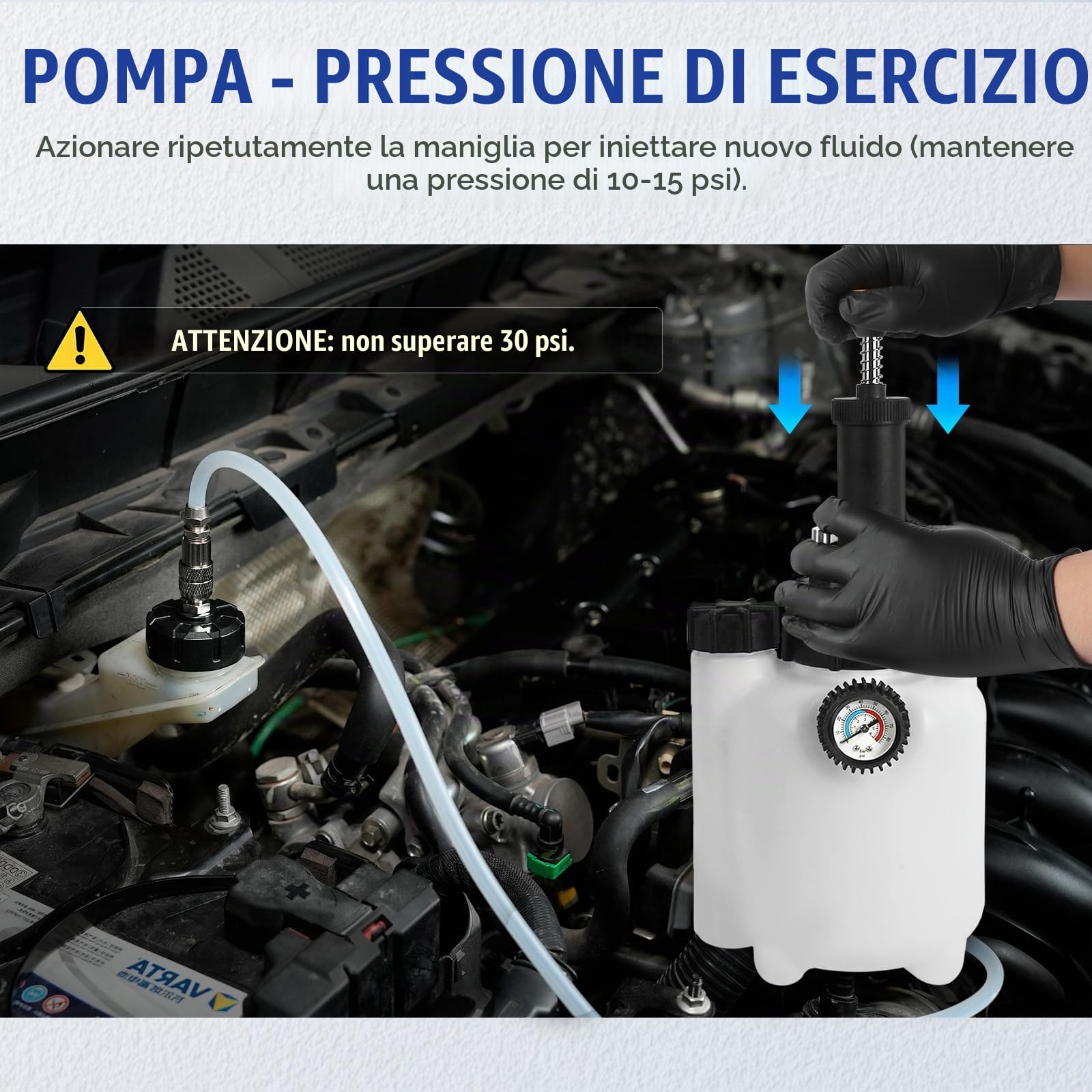 MRCARTOOL Kit di spurgo Freni Manuale da 3 l, Kit spurgo Liquido Freni automobilistico spurgo a Pressione Manuale con estrattore di Liquido Freni da 1 l e 4 adattatori per cilindri E20 per Modelli