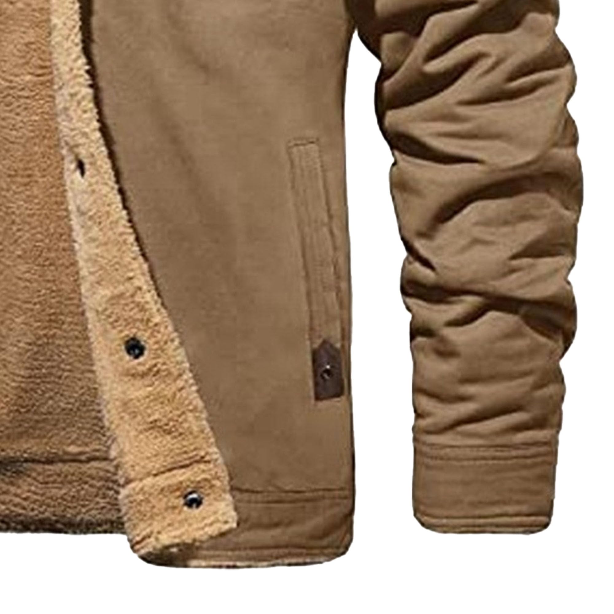 Abrigo de invierno con forro de sherpa para hombre, abrigo cargo con solapa gruesa y cálida