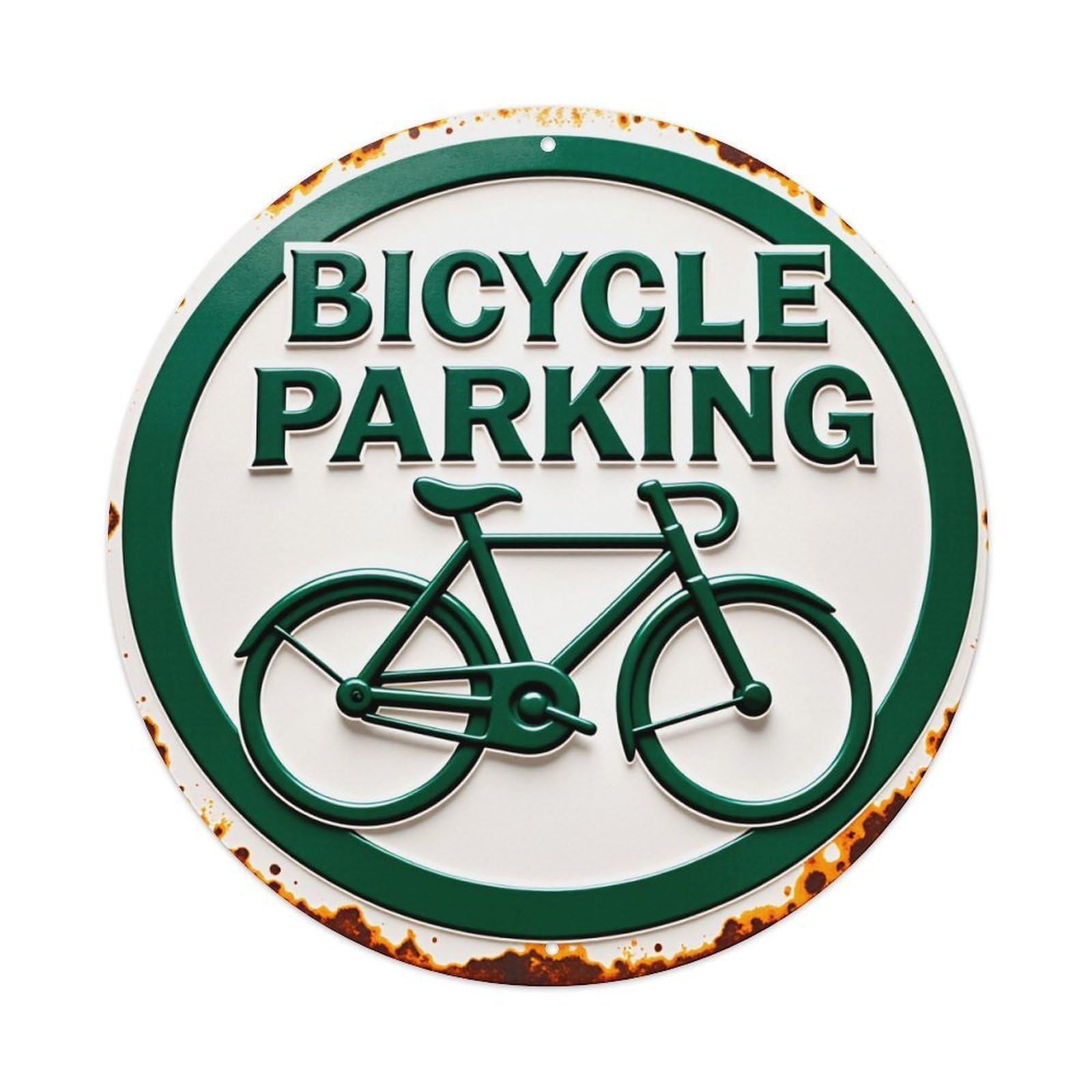 Bicycle Parking Sign Pattern Round Tin Sign Vintage Style Metal Sign Home Bar Garden Wall Plaque Decor Metal Poster 8x8 Inch