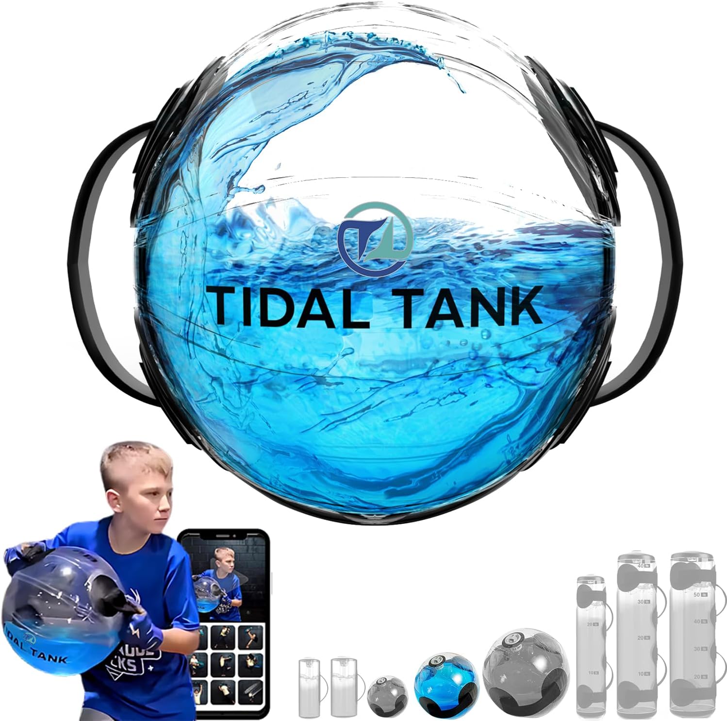 Tidal Tank - Sand Bag Alternative 45 lbs- Adjustable Aqua Bag and Power Bag with Water - Core and Balance Device- Portable Stability Fitness Equipment - Including Online Training Center…