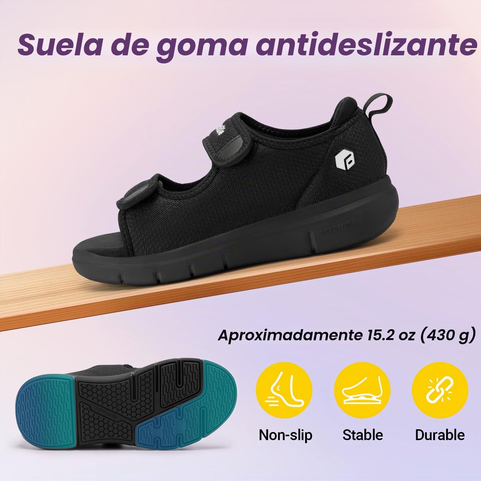 FitVille Sandalias para Diabéticos Mujer Ancho Zapatos Ortopédicos Cierre con Hebilla Sandalias de Rehabilitación con Abertura para Pies Hinchados
