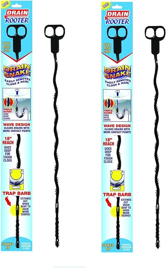 (2) Twin Pack Roto Rooter Plumbing Drain Snake Hair Clog Remover