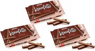 Roshen Crispy Flavorful Wafer Rolls "Konafetto" with Cocoa-Cream Filling, 4.94oz/156 grams Pack of 3