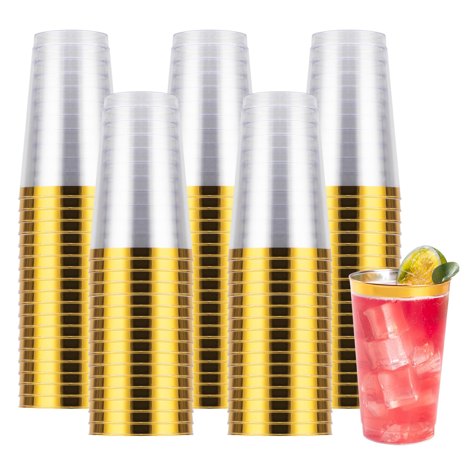Goodluck 100PCS 9oz Gold Plastic Cups for Party, Disposable Gold Rim Cups — Amazon image 8