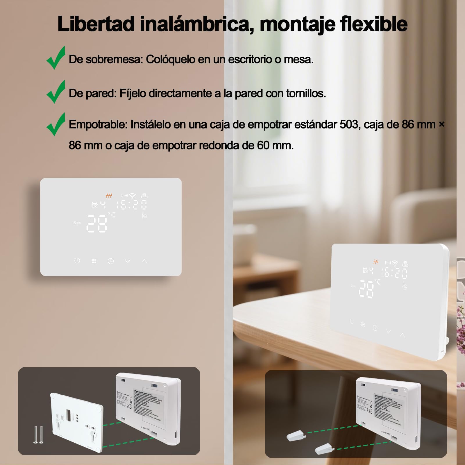 KETOTEK Termostato Inalámbrico con RF Receptor WiFi para Caldera 5A, Kit de Cronotermostato Calefaccion Inalámbrico con 220V Receptor Programmabile Compatible con Alexa, Control por App y Voz