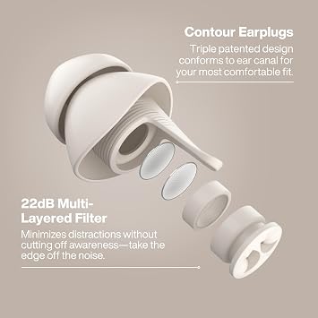 EARPEACE Everyday Noise Control & Noise Reduction Ear Plugs - High-Fidelity Earplugs, Comfortable & Reusable Earplugs for Travel, Sleep, Work, Snoring Blocking, Includes Carrying Case - Cream