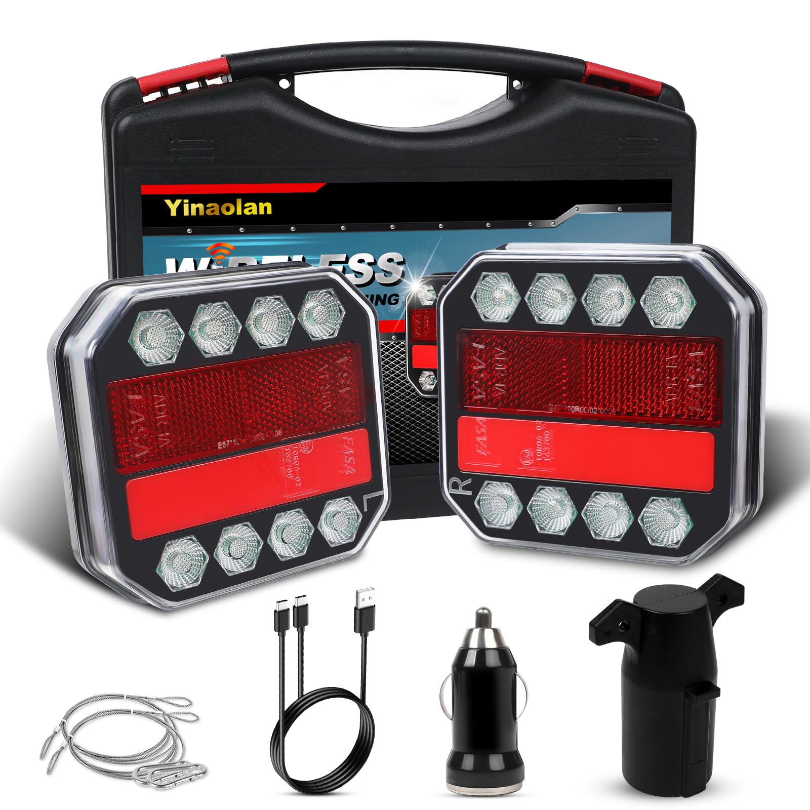 Magnetic Wireless LED Trailer Tail Lights, Wireless Trailer Lights for Towing, Rechargeable Portable LED Stop Turn Tail Lights Kit for Truck Trailers, Caravans, Campers, RVs, Vans, Boats