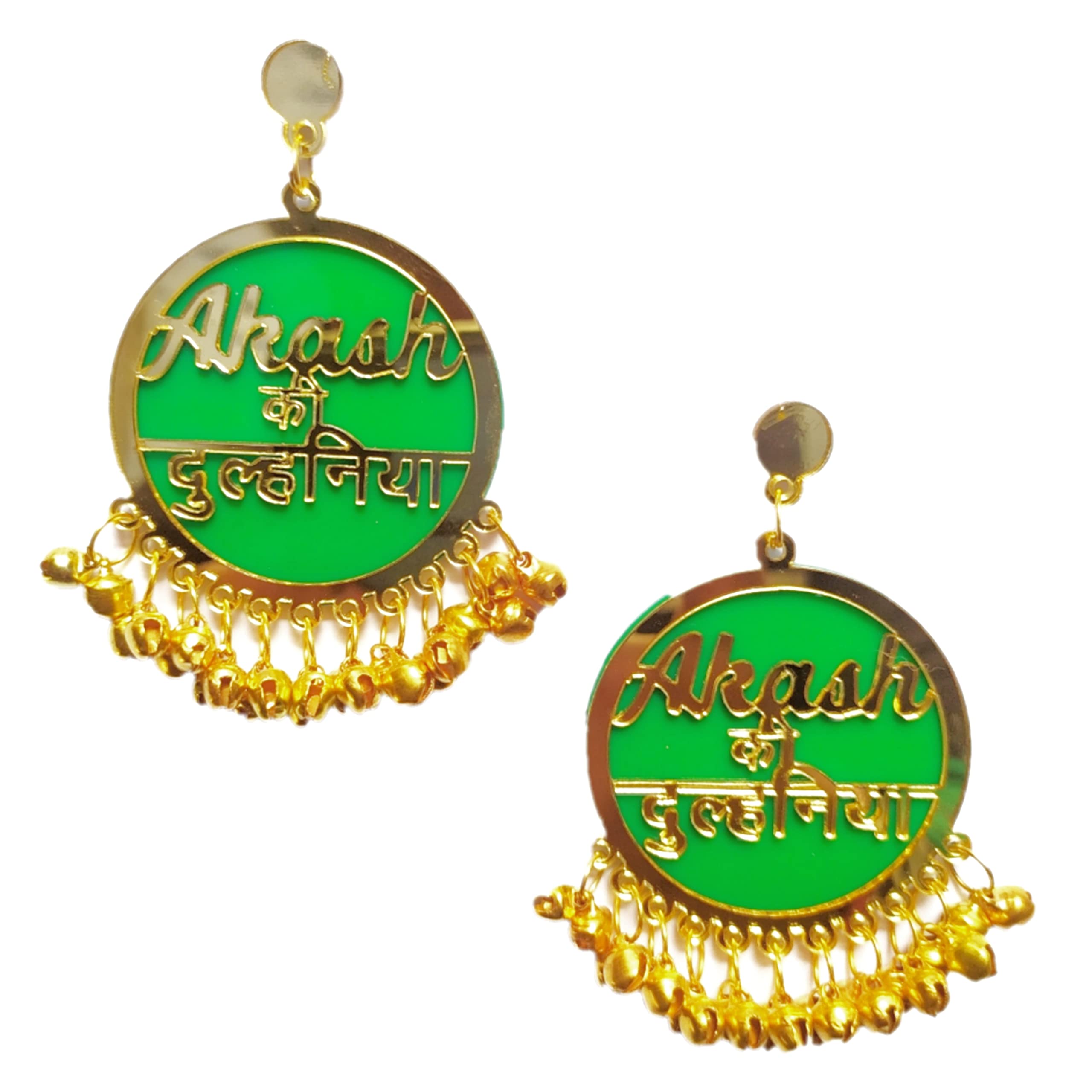 RN Collection dulhaniya Earrings For Women & Girls. Personalized/customised (Green & Gold) (B09Y1N5C6Y) Amazon Price History, Amazon Price Tracker