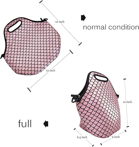 Miniatura 3 de Youda Bolsa de almuerzo aislada de neopreno para el hombro, bolsas para mujeres y hombres, trabajo, oficina, al aire libre, picnic y viajes (rosa)