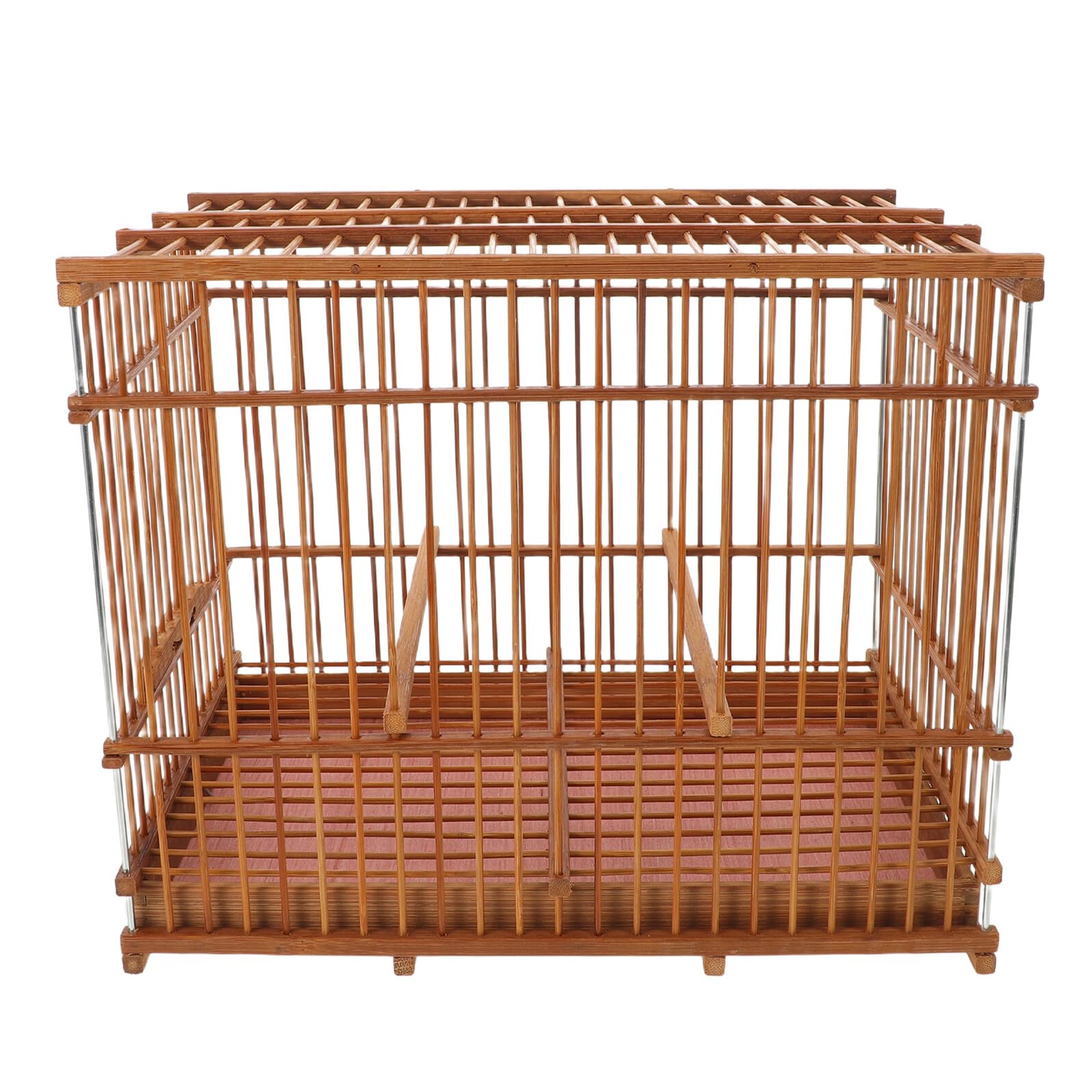 Cage à oiseaux rectangulaire en bambou vintage avec crochet suspendu