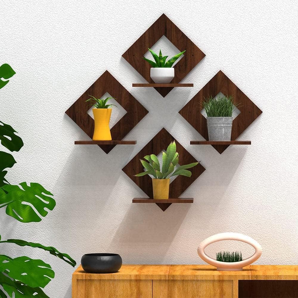 9br Wall Mounted Shelf for Living Room Stylish MDF Floating Shelf, Freestanding for Living Room, Bedroom, Kitchen - Easy Assembly, Set of 4 (Round Shelf) (Square Shelf)-image-27