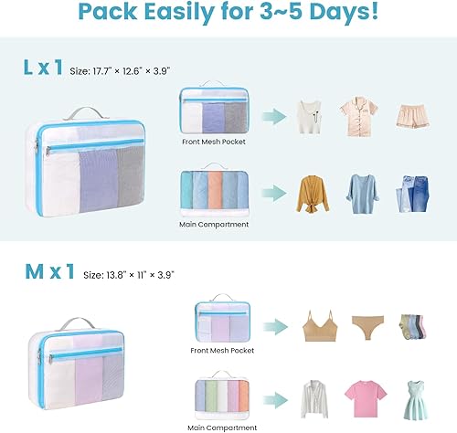 Miniatura 2 de Cambond Cubos de embalaje de malla de doble uso, bolsa de lavandería Cubos de embalaje transparentes para viajes, bolsas de lavandería de malla