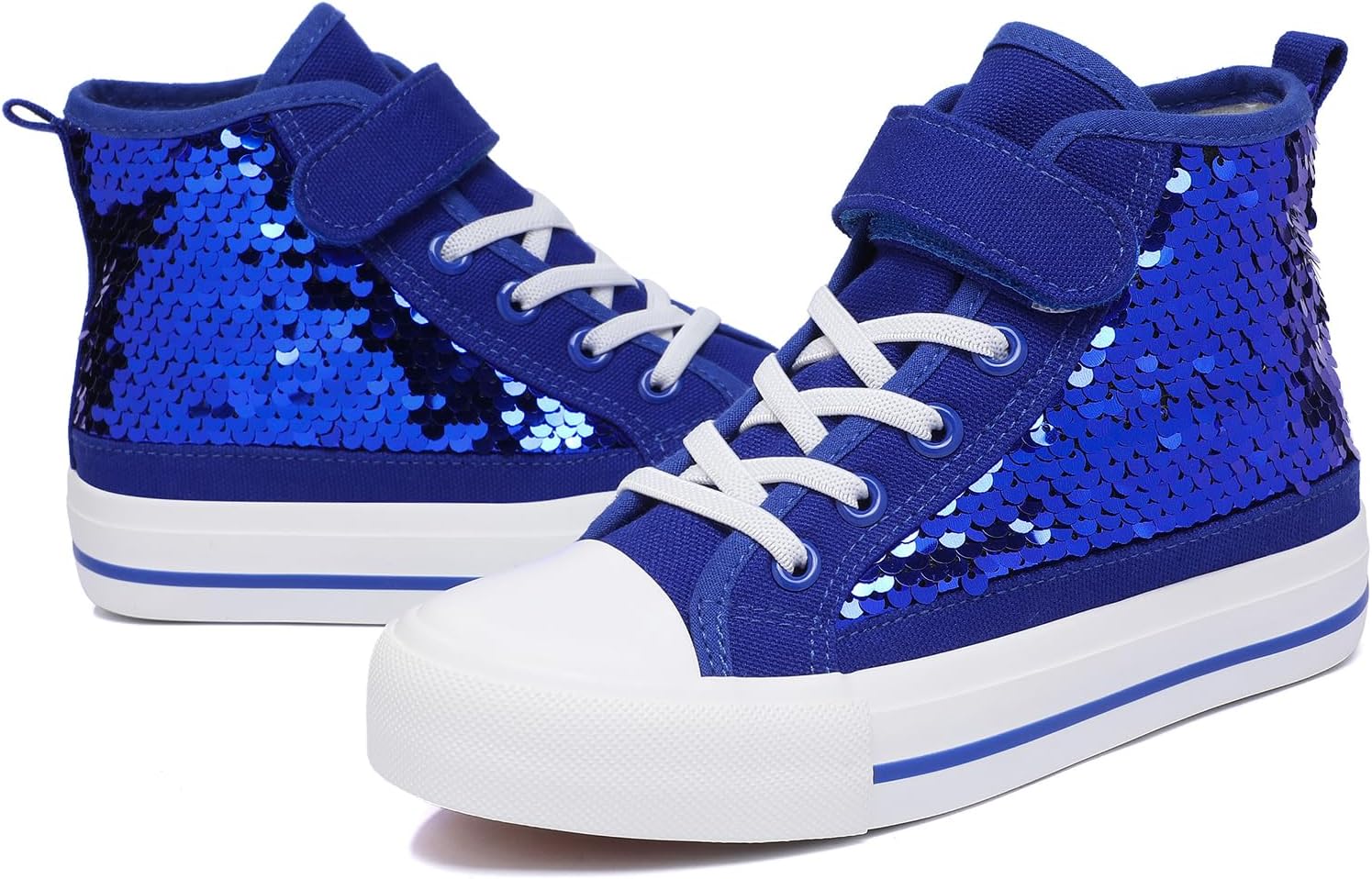 Zoroadke Kids Sparkle Sequins High Top Casual Adjustable Strap Canvas Shoes Girls and Boys Glitter Sneakers - Image 6