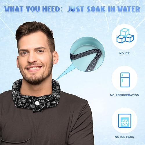 Miniatura 7 de Xuhal 6 unidades de bandana refrescante con cuello de botón enfriador de hielo Cool bufanda para mujer verano