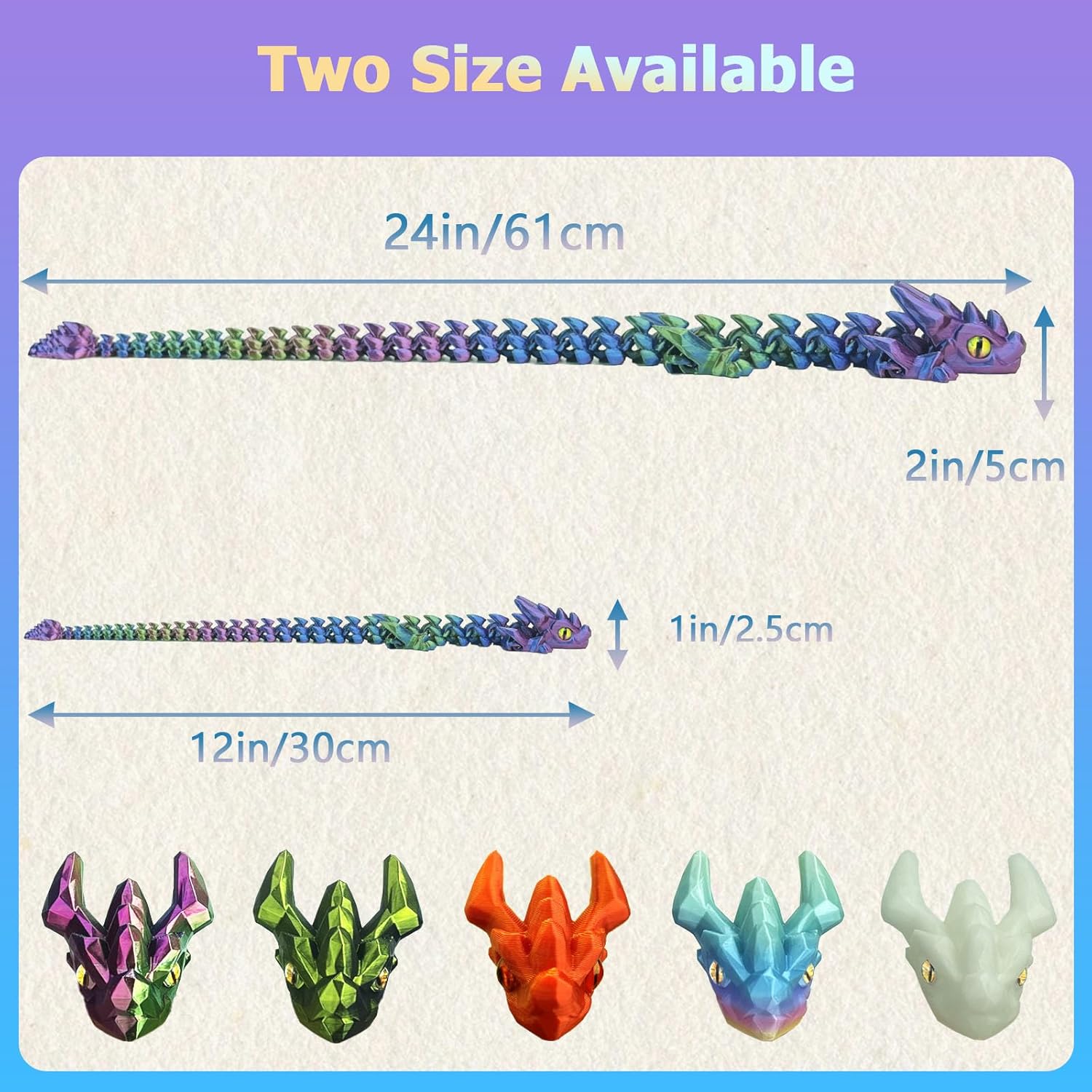 UXBSTM 24in Large 3D Printed Dragon with Eyes, Articulated Fidget 3D Printed Animals, Stress Relief 3D Printed Toy for Anxiety & ADHD, Unique Home Office Décor