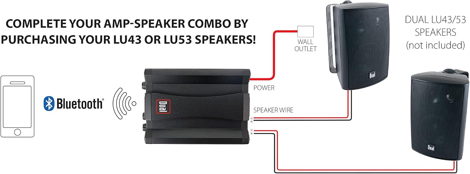 Amаzіng 🔥 Dual Electronics DBTMA100 Black Micro Wireless Bluetooth 2 Channel Stereo Class-D Amplifier | 3.5 mm AUX Input | Stereo RCA Outputs | 100 Watts Peak Power | Up to 100ft of Wireless Bluetooth Range