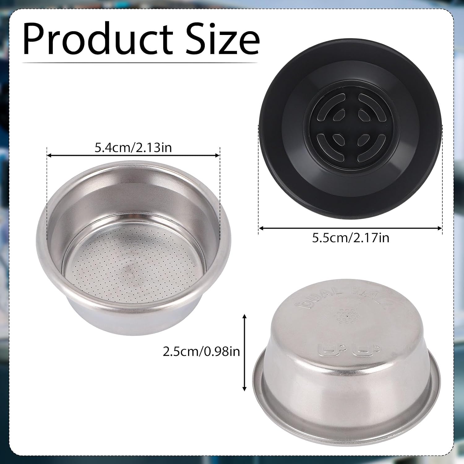 54mm 2-Cup Dual Wall Filter Basket for Breville Sage Espresso Machines, Stainless Steel Pressurized Portafilter Basket Compatible with Breville Sage Espresso Machine Accessories