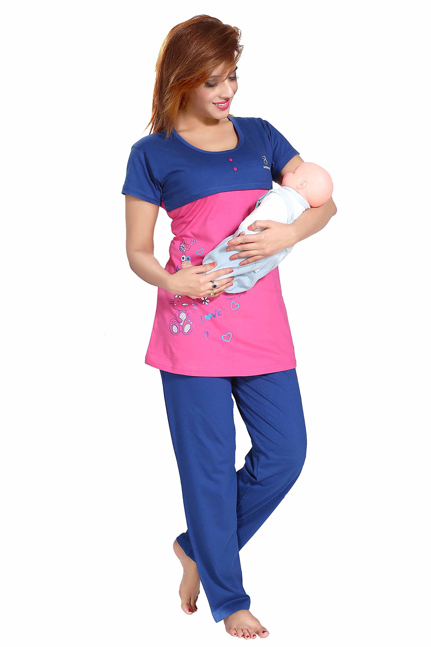 soulemo Womens Premium Maternity Dress Feeding Nighty, Night Suits, Maternity WEAR, Maternity, Pregnancy Clothes for Women & Pregnant Women Clothes. 628-picture-39