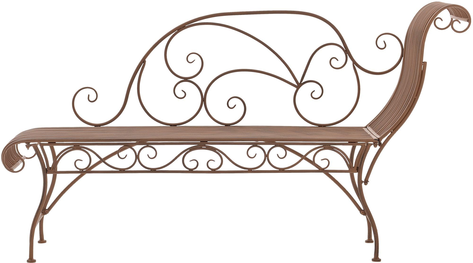 CLP Gartenbank Karma, romantische Recamiere im Jugendstil mit ornamentalen Verzierungen, Chaiselongue für den Außenbereich bis 160 kg belastbar, Farbe:antik braun