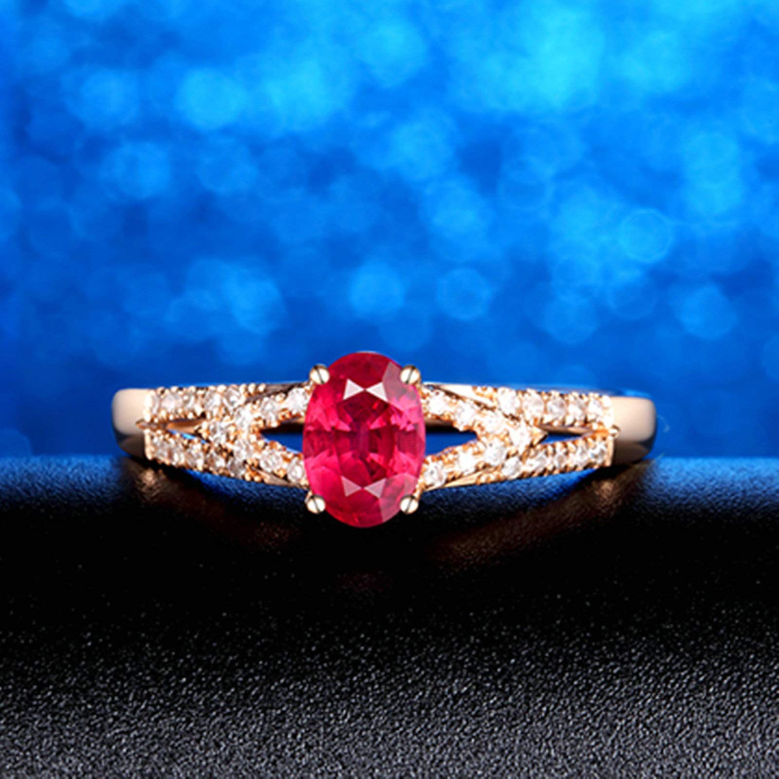 Beydodo Pierścionek z różowego złota 750 z diamentem pierścionek solitaire z owalnym rubin obrączki ślubne damskie bez niklu e 18 karatów (750) czerwone złoto, 54 (17,2), colore: różowy (Rosegold), cod. TLLWGZ5679