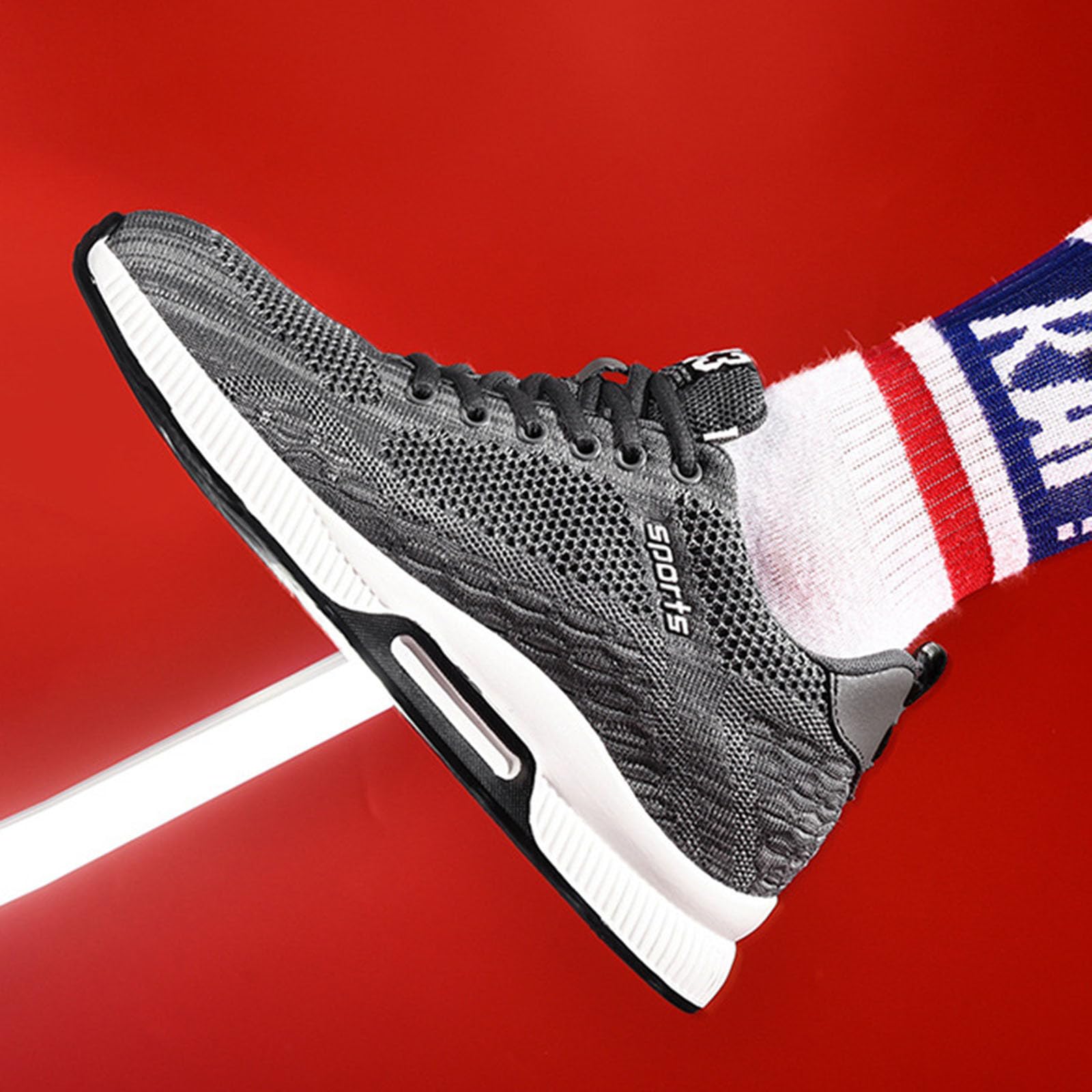 Generisch 2026 Paar Herrenschuhe mit Erhöhung, lässige Mesh-Sneaker, leichte, atmungsaktive Sportschuhe zum Schnüren mit verstecktem Hebeabsatz für Männer, 10 cm (Grey, 47)