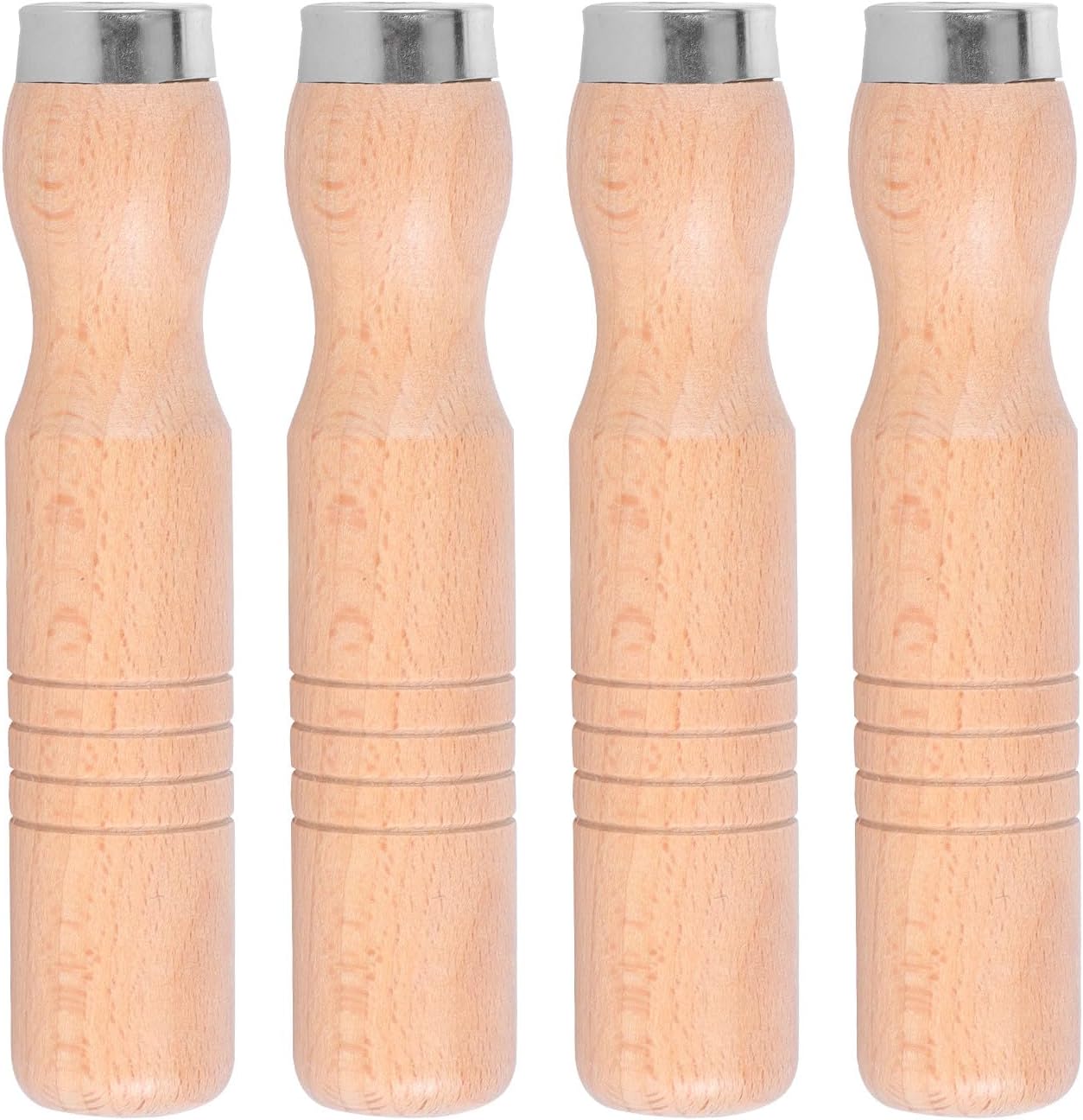 4pcs Wooden File Handles Set with Red Beech Wood Ergonomic Grip Compatible with 10-16 Inch Files Woodworking Tool Accessories and Rasps
