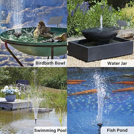 Biling Solar Water Fountain Pump Outdoor & Solar Air Pump for Bird Bath, Fish Tank