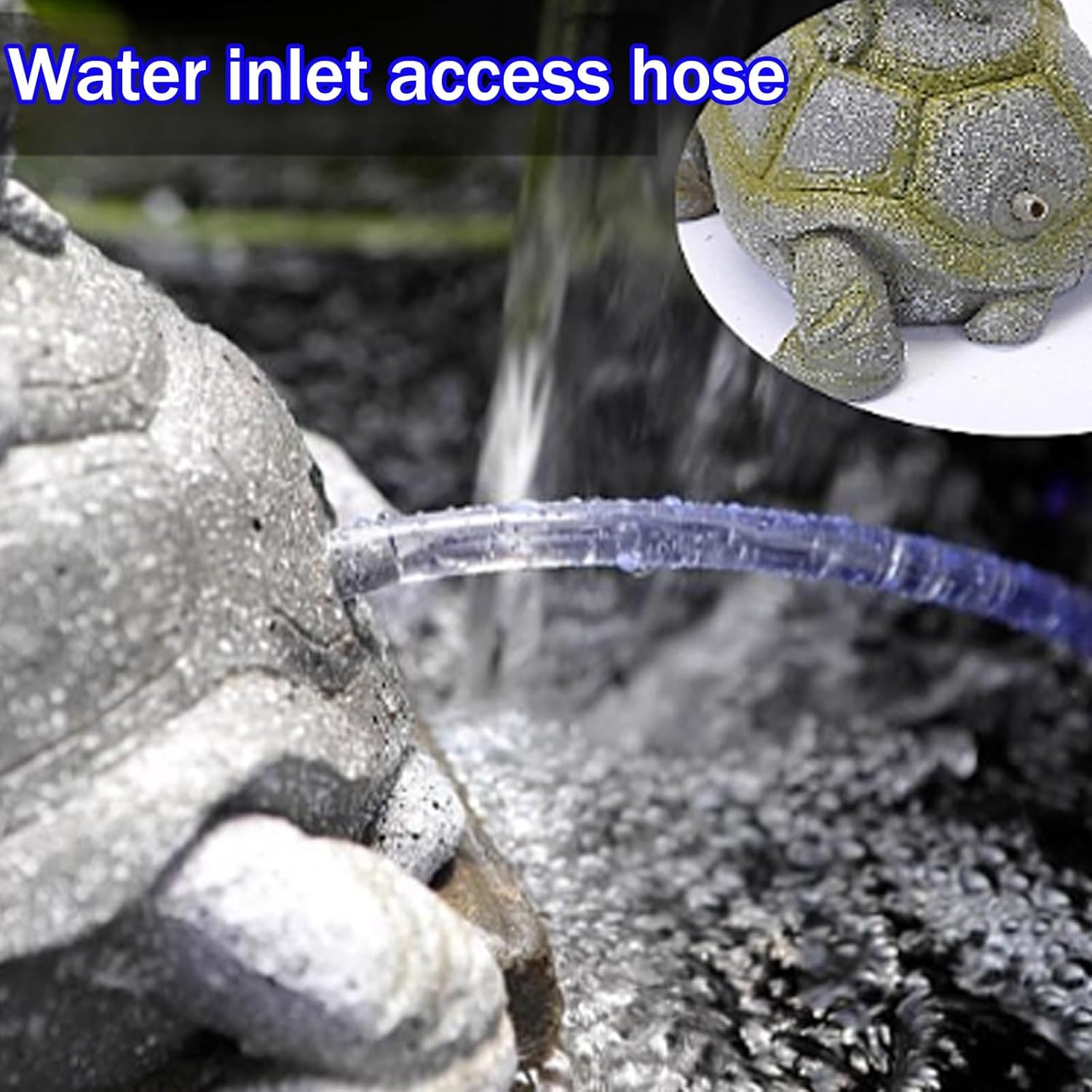 Creative Animal Pond Fountains, Spitters for Small Ponds, Animal Pond Spitters, with Water Pump, Double Water Spout Design, Automatic Circulation Water Landscaping(Gray)