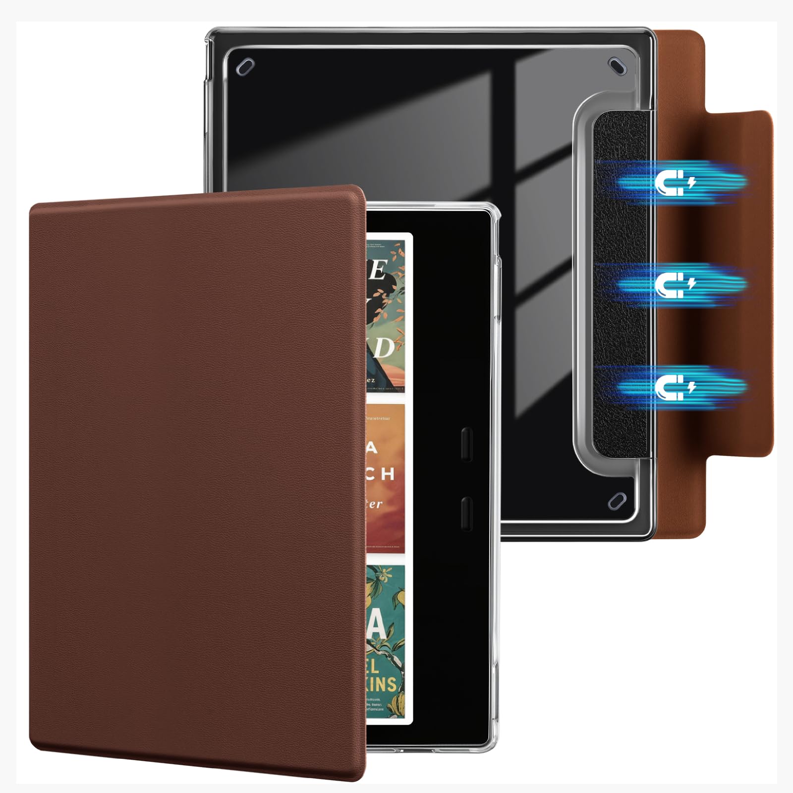 Case for Onyx Boox Go Color 7 (Gen I/II, 2024/2025) / Boox Go 7 B/W (2025), boox go 7 Case Magnetic Closure Auto Sleep/Wake, Slim Shockproof Clear TPU Back Cover (Brown)