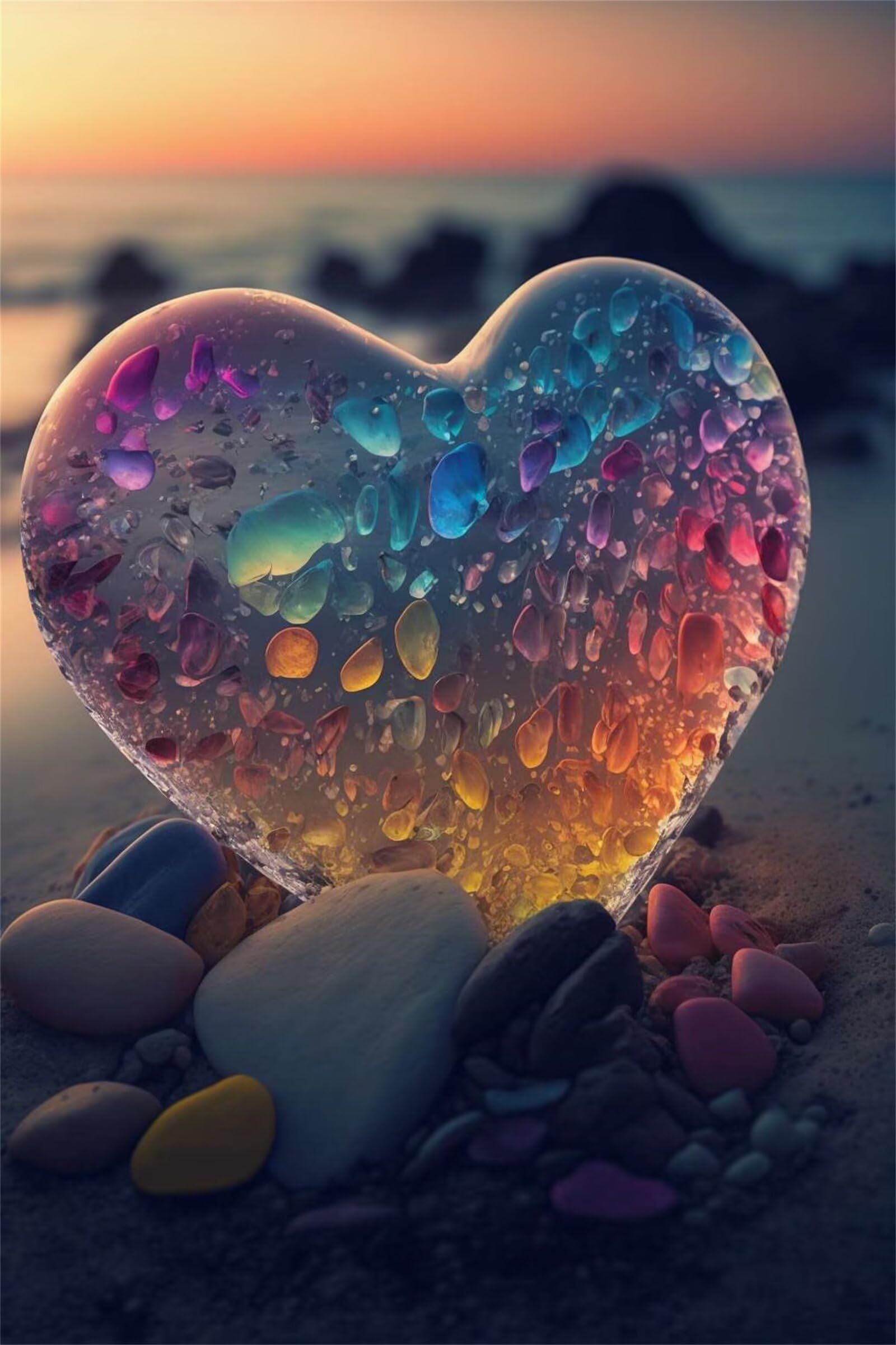 Puzzle dla dorosłych, 1000 elementów, Beach Heart Pebbles Artwork Puzzle 75 x 50 cm, kolorowe puzzle "zrób to sam" do dekoracji domu, rodzinne puzzle dla początkujących i dzieci