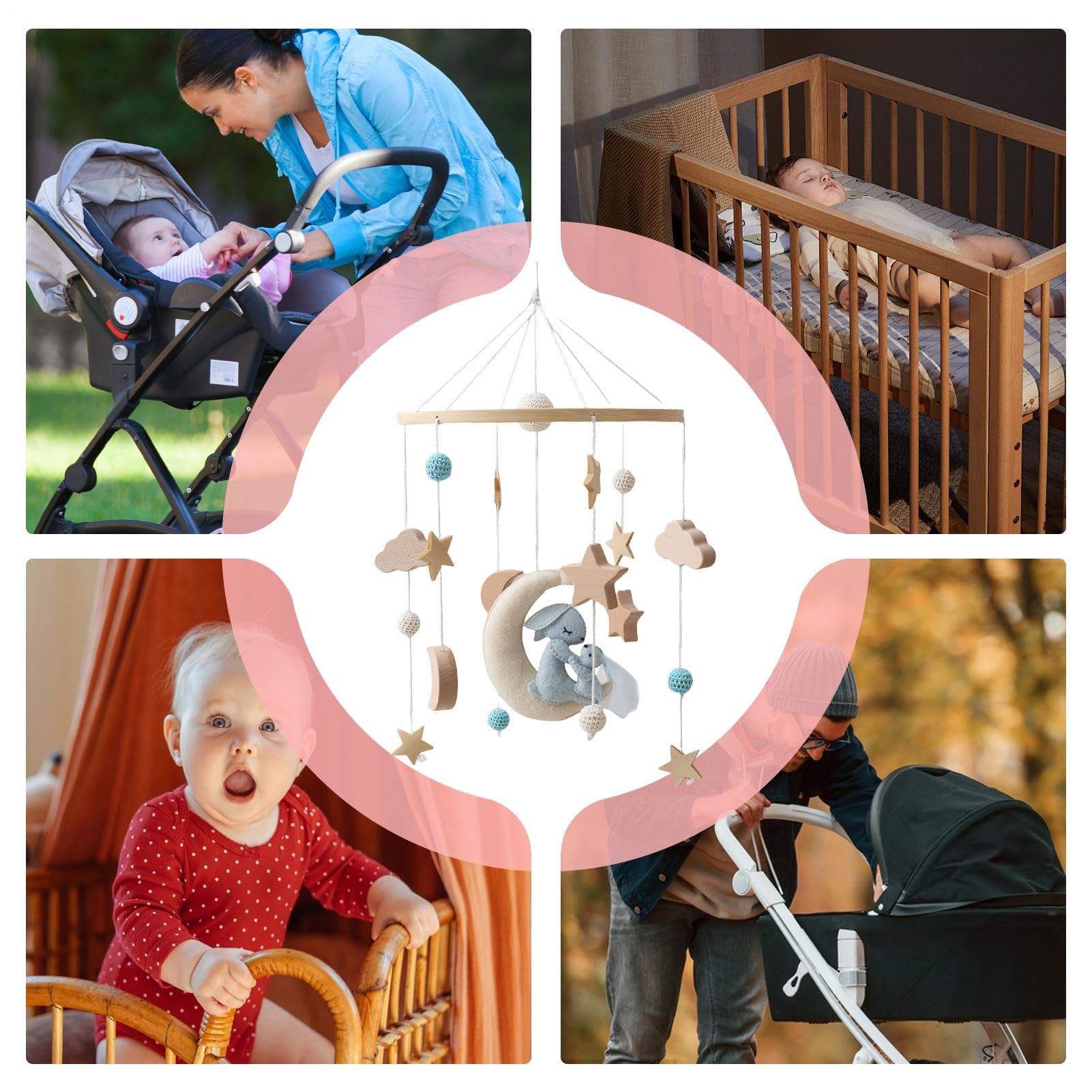 Mobile Bébé Pour Lit à Barreaux Mobile Éducatif Pour Berceau | Jouet Éducatif Développement Sensoriel Enfant Poussette Parc Crèche